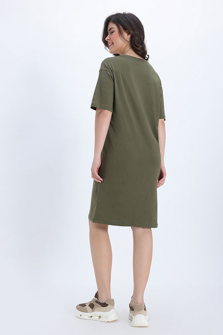 Zivame Knit Cotton Loungewear Dress - Grape Leaf — image 4